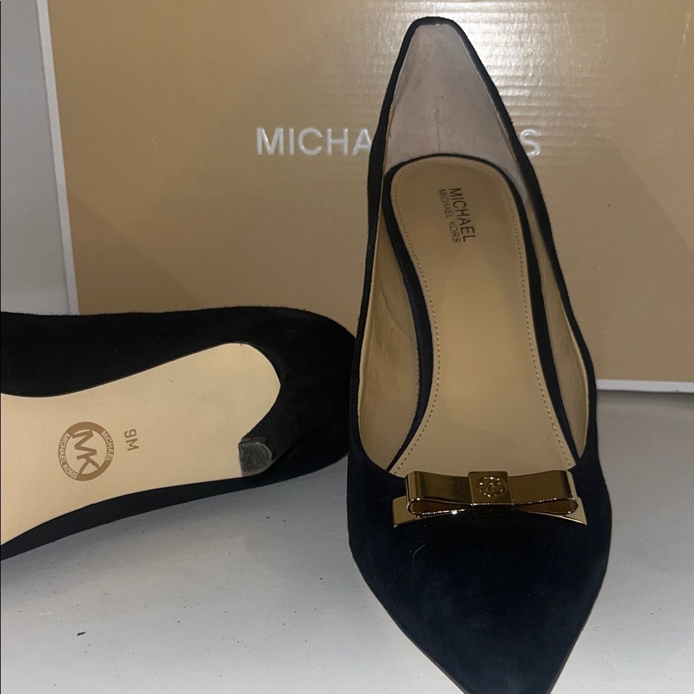 Michael Kors Black Heels with Gold Detail
